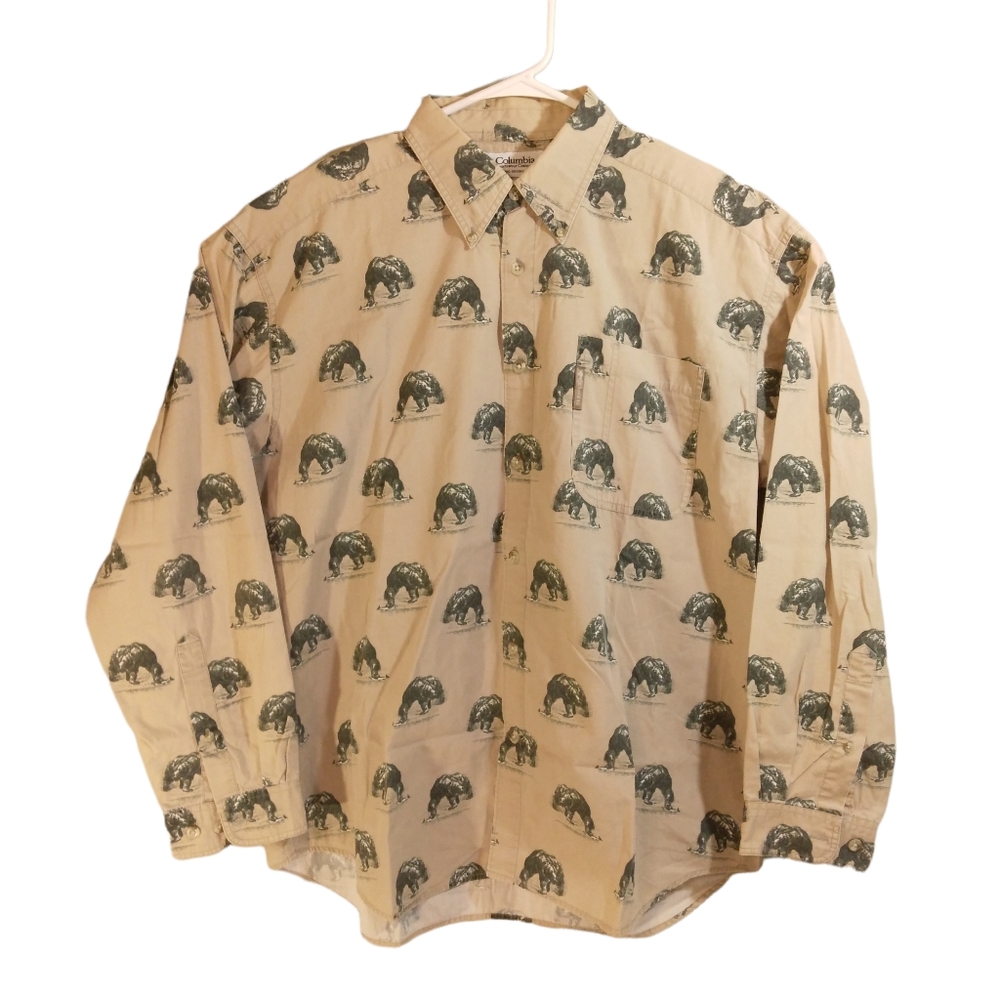 Columbia Grizzly bear print shirt mens L large